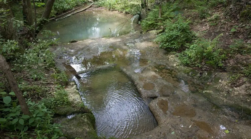 Stream flowing over rocks near Longwa