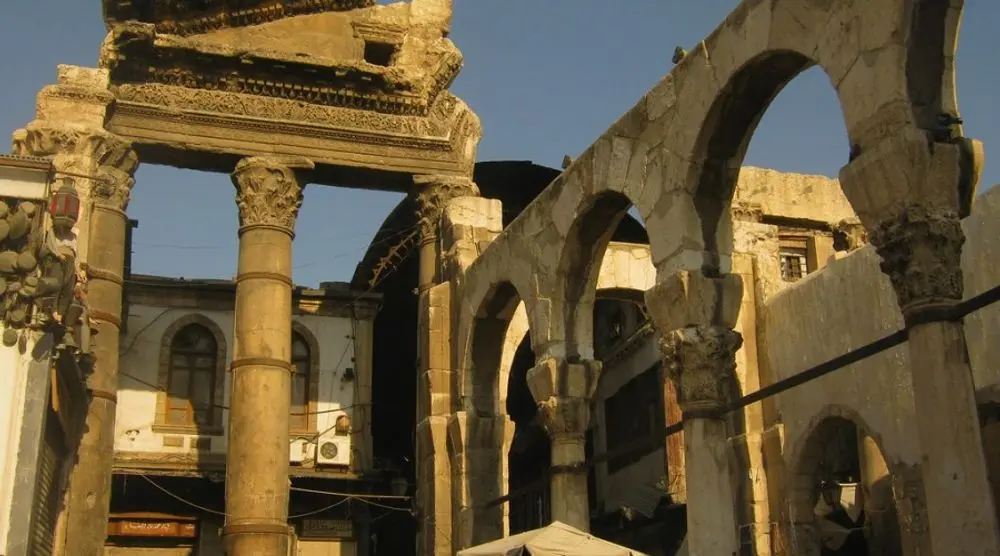 Roman arches and columns in old Damascus