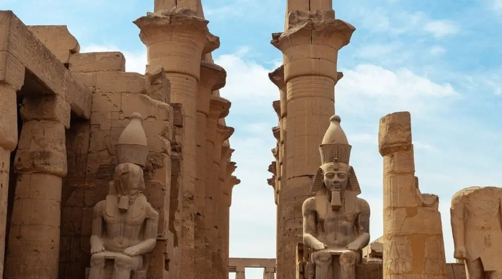 Colossal statues and columns at Luxor Temple