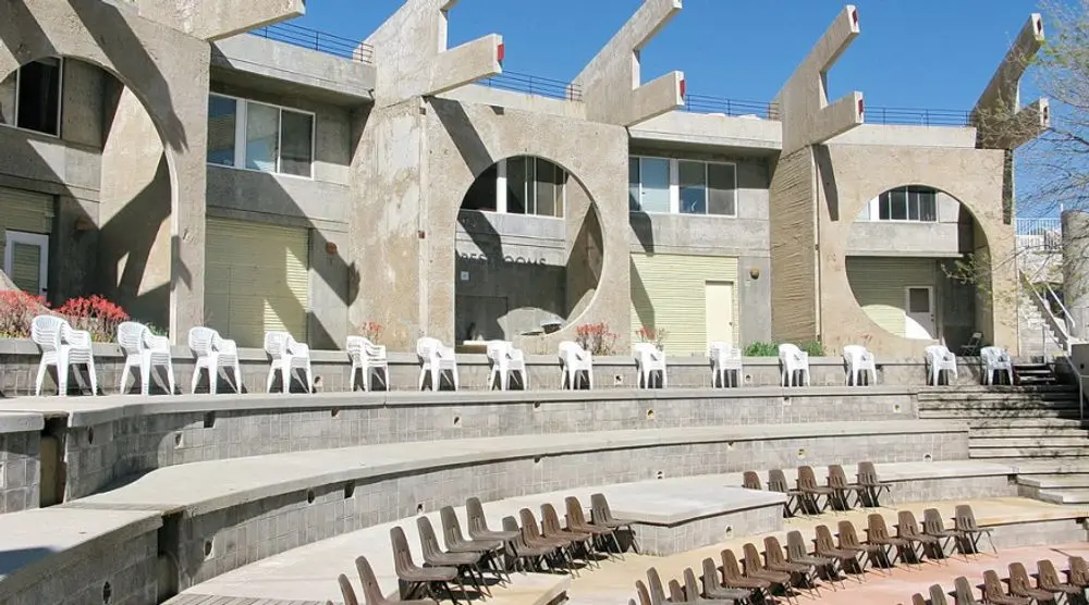 Concrete arches and amphitheatre at Arcosanti