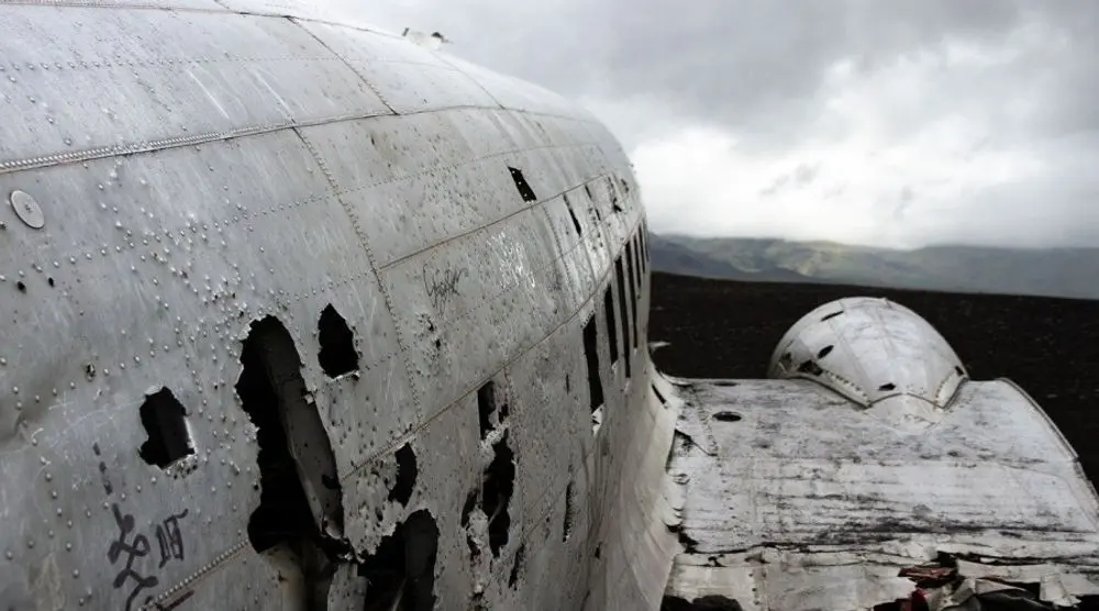 Weathered fuselage of a crashed aircraft