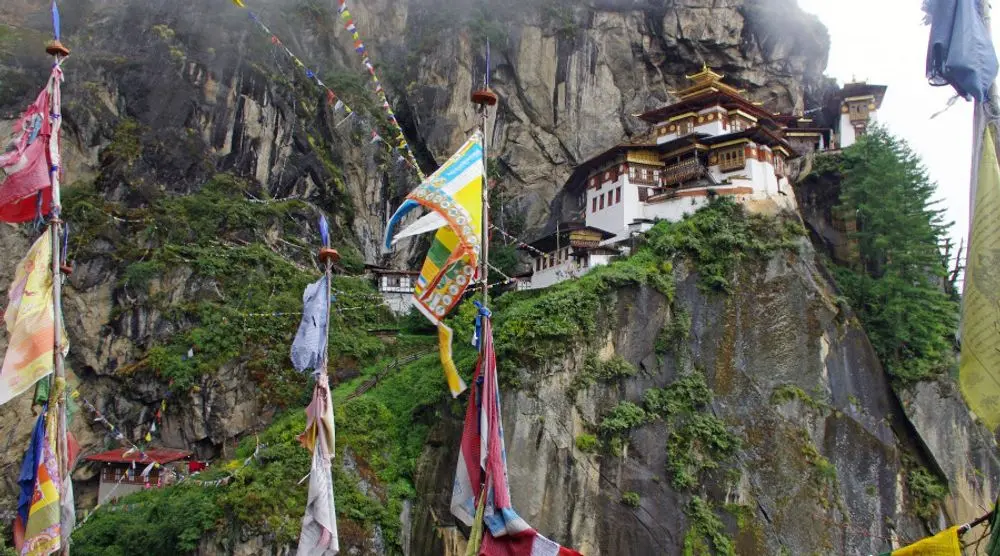 Tiger's Nest Monastery on a cliff in Bhutan