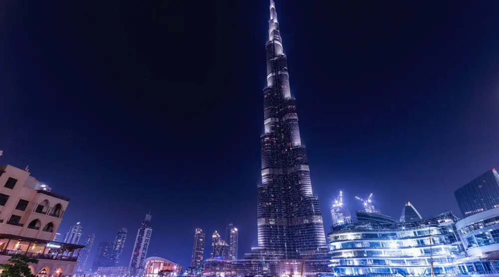 Burj Khalifa lit up at night