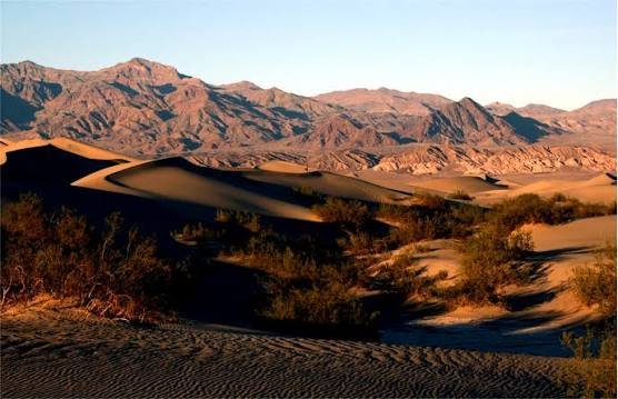 Sand dunes and mountains in Death Valley