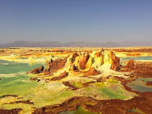 Yellow sulphur springs of the Danakil Depression
