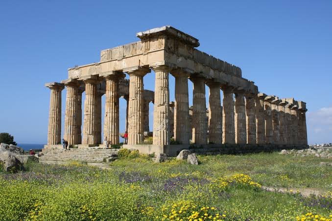 Ruined Greek temple with Doric columns