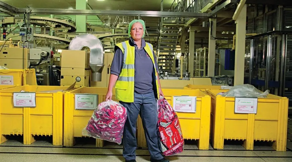 Worker at a recycling plant