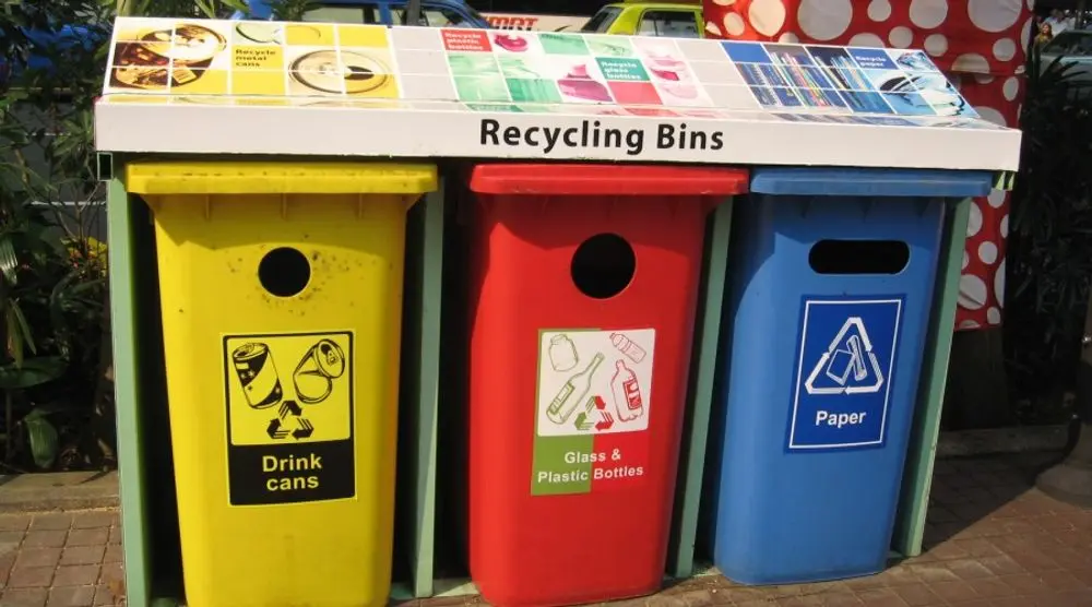 Colour-coded recycling bins