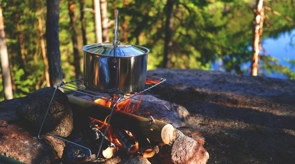 Pot on a small campfire grill