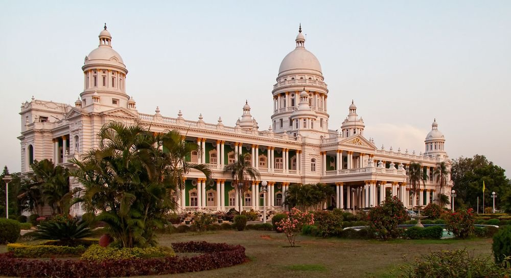 White domes of Lalitha Mahal Palace
