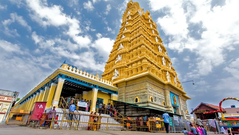 Golden gopuram of Chamundeshwari Temple